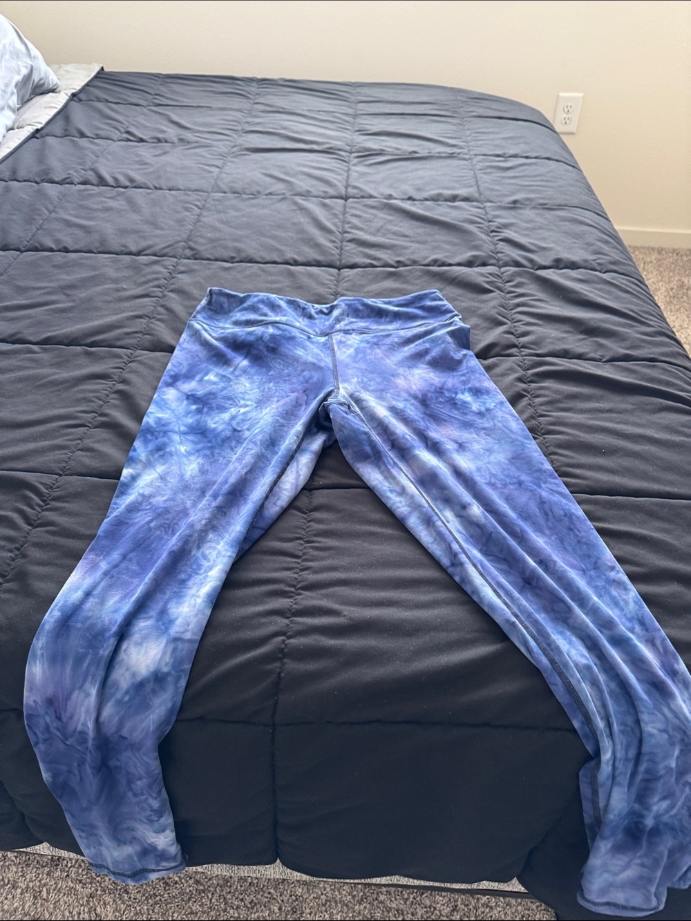 Ladies Tie-Dye Blue Active Leggings